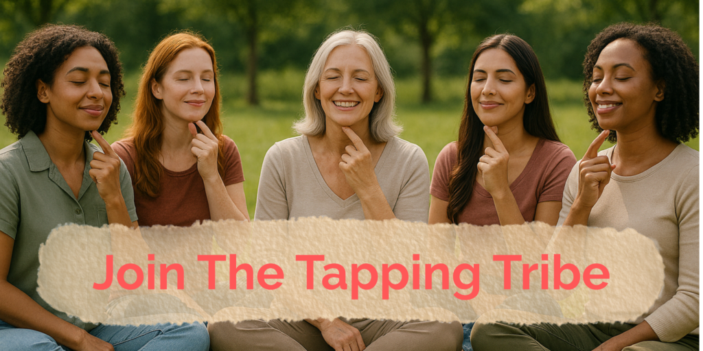 Group of women tapping with the call to action Join The Tapping Tribe
